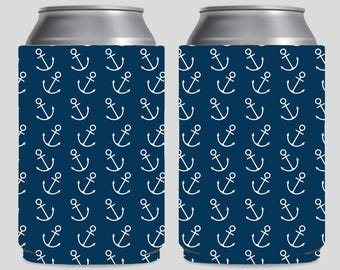 Enfriador de bebidas con estampado de ancla, portavasos de poliéster resistente, enfriador de bebidas para días de navegación.