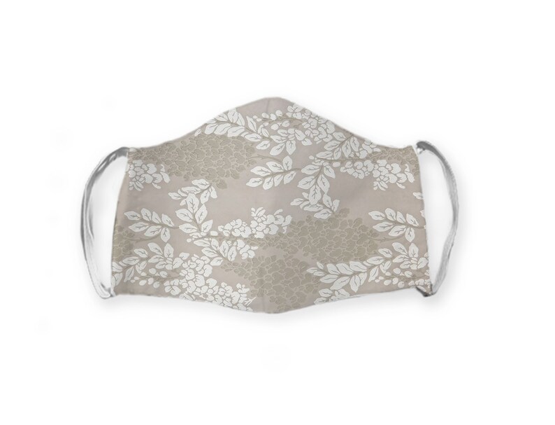 Floral Beige Mask Mask comfy Mask Polyester Cotton Fabric Etsy