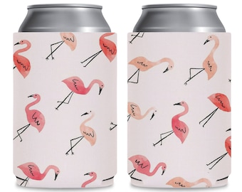 Flamingo Coozie, Custom Colorband Coozie, Beer Cup Holder, Bottle Cooler, Coozie, blue coozie, fun Cup Holder