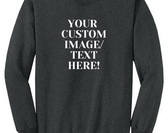 Sudadera de cuello redondo de polar personalizada, sudadera cómoda, sudadera con tu logotipo, sudadera negra, sudadera rosa, tu arte