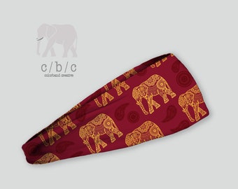 Elephant Headband, Yoga Headband, Fitness Headband, Running Headband, Indie Headband, Custom Headband, Girls Headband, Printed Headband