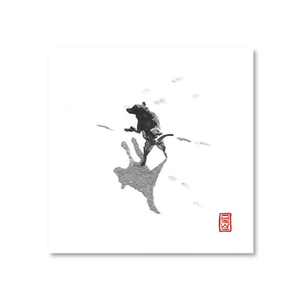 Wolf 1 / schwarz und weiß / feiner Kunstdruck / Giclée / japanische Tinte / Yokai Illustration / Tier Art / Schnee