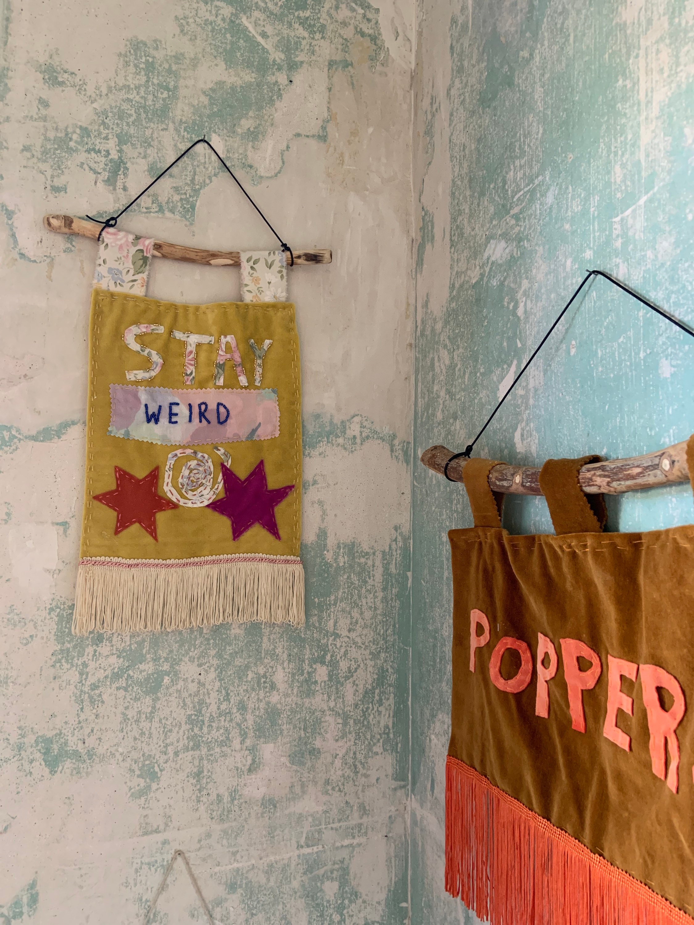 Stay Weird handmade wall hanging banner pennant Etsy
