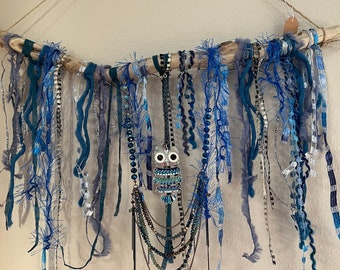 Driftwood Blue Owl wall hanging