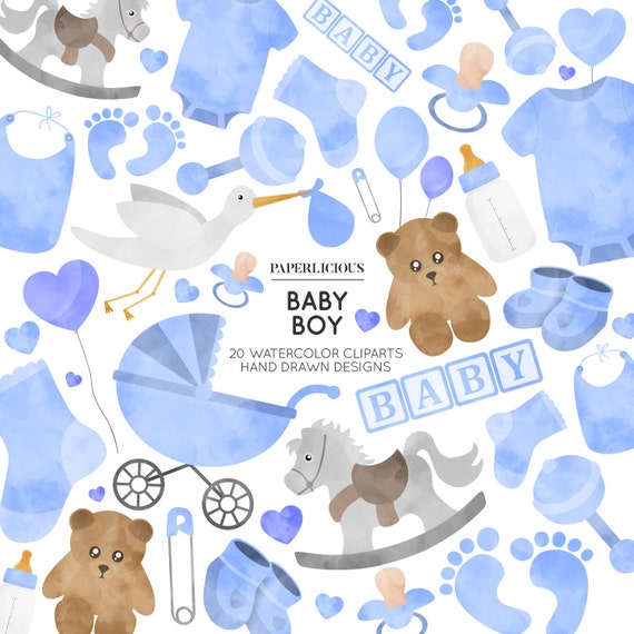 Download Baby Shower Watercolor Cliparts Baby Boy Clip Art Baby Clip Etsy