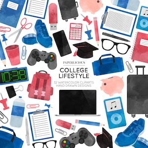 大学のクリップアート、大学のクリップアート、学生のクリップアート、寮生活、学生生活、大学生活、ライフスタイルのクリップアート、水彩画のクリップアート