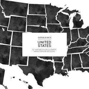United States Cliparts, States Shapes, Usa Cliparts, America Cliparts, State Cliparts, Usa Shapes, Hand Drawn Cliparts, Watercolor America