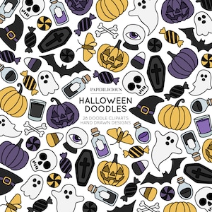 Halloween Doodle Cliparts, Halloween Drawing, Halloween Cliparts, Hand Drawn Clipart, Doodle Drawing, Doodle Illustration