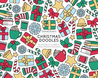 Weihnachten Doodle Cliparts, Winter Cliparts, Winter Doodles, Weihnachten ClipArt, Doodle Kunstwerk, Winter Illustration, von Hand gezeichnet Doodles