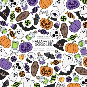 Halloween Doodle Cliparts, Halloween Drawing, Halloween Cliparts, Hand Drawn Clipart, Doodle Drawing, Doodle Illustration