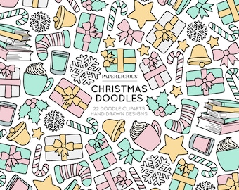 Weihnachten Doodle Cliparts, Winter Cliparts, Winter Doodles, Weihnachten ClipArt, Doodle Kunstwerk, Winter Illustration, von Hand gezeichnet Doodles