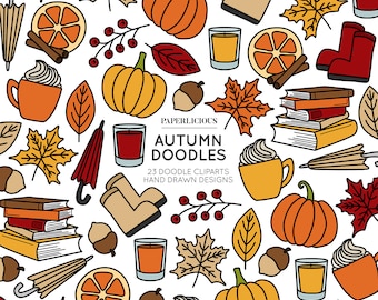 Autumn Doodle Cliparts, Autumn Planner, Autumn Leaves, Autumn Stickers, Fall Planner, Fall Stickers, Fall Cliparts, Fall Doodles