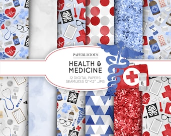 Medical Digital Paper, Doctor Digital Paper, Medical Patterns, Health Planner, Health Patterns, Doctor Seamless, Seamless Patterns