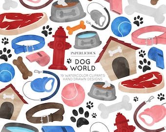 Dog Watercolor Cliparts, Dog Owner Clipart, Pet Clip Art, Dog House Clipart, Doggie Clip Art, Puppy Clip Art, Pet Owner Clip Art