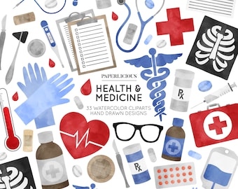 Medical Cliparts, Health Watercolor, Medical Planner, Doctor Cliparts, Healthcare Clip Art, Medical Illustration, Hospital Cliparts