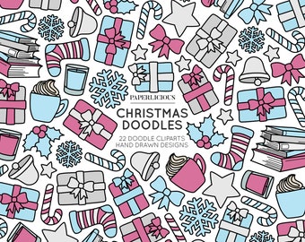 Weihnachten Doodle Cliparts, Winter Cliparts, Winter Doodles, Weihnachten ClipArt, Doodle Kunstwerk, Winter Illustration, von Hand gezeichnet Doodles