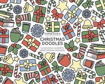 Weihnachten Doodle Cliparts, Winter Cliparts, Winter Doodles, Weihnachten ClipArt, Doodle Kunstwerk, Winter Illustration, von Hand gezeichnet Doodles