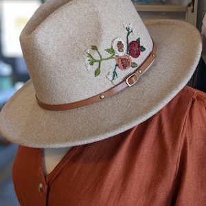 Hand-Embroidered Felt/Wool Brimmed Hat