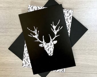 Cartes Cerf motif bois - Collection Pochoir & Motif