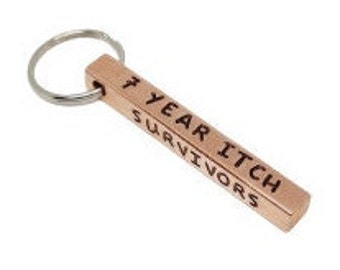 7 Year Anniversary Copper Gift | 7 Year Itch Survivors | Traditional Personalised Copper Keyring | Anniversary Gift | Custom Copper Gift