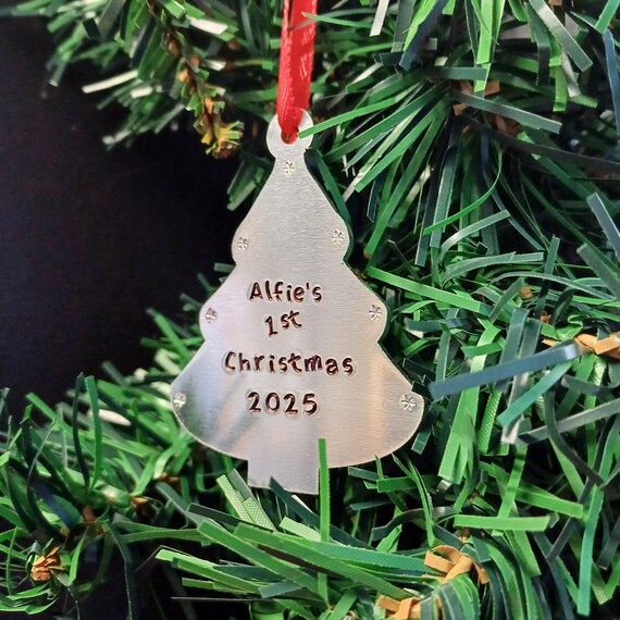 Personalised Baby's First Christmas Bauble Custom Silver Ornament