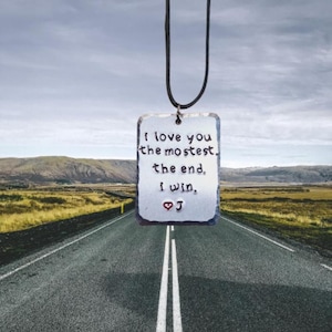 Personalised Rear View Mirror Charm I Love You Mostest, Custom Initial Christmas Gift