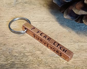 Personalisierte Kupfer Schlüsselring zum 7 '7 Year Itch Überlebende' Paare Geschenk