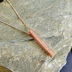 Coordinates Copper Ingot Bar Rose Gold Necklace | Personalised Anniversary Gift | Custom | Girlfriend Wife | Anniversary Gift For Women