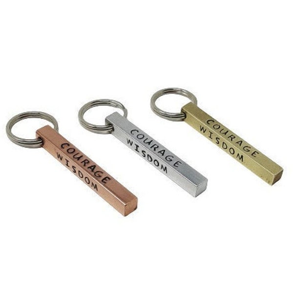 Serenity Courage Wisdom Personalised Sobriety Date Ingot Bar Keyring Gift | Silver, Gold, Copper | Sobriety Recovery Reminder Gift  Bag Clip