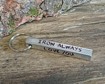 Iron Anniversary Keyring | Personalised Initial & Date Ingot Bar - 6 Year Couples Traditional Gift