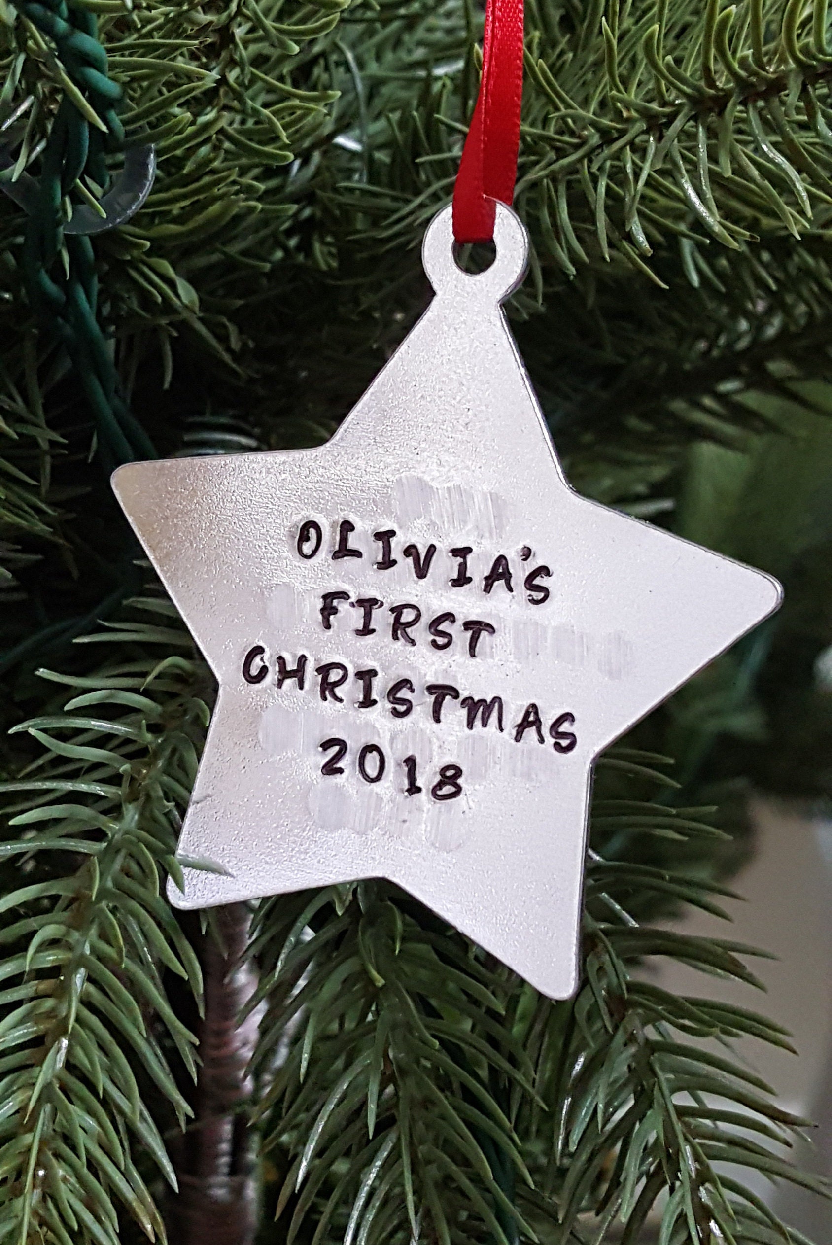 Personalised Baby S First Christmas Tree Decoration Bauble Star