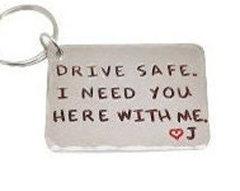 Drive Safe Personalised Initial Keyring | Drive Safe Custom Keyring | I Need You Here With Me | New Driver | Custom Gift | Initial