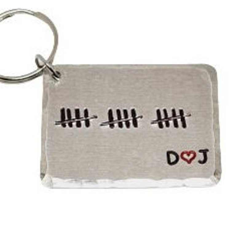 custom tally mark anniversary key ring