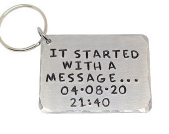 It Started With A MESSAGE Personalised Anniversary Keyring Gift | Boyfriend Girlfriend | Gifts For Her Him Men Women Wife | Online Date Gift