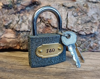 Personalised Love Lock | Initials Iron Padlock, Travel Gift | 6th Anniversary