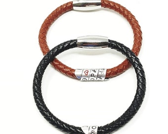 Hidden Message Personalised Braided Leather Bracelet Gift | Anniversary | Mens Womens Unisex | Birthday | Secret | Gift Idea | Custom