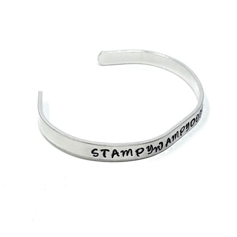 Personalised Cuff Bracelet Silver Gold Copper Anniversary Personalised Gift Vegan Couples Solid Bracelet Hand Stamped - 