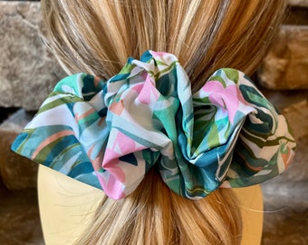 Tropical Print Oversize Hair Scrunchie, Extra Large Hair Scrunchies, Gentle Hair Ties, Wrist Scrunchies, Trendy Hair Fashion,  Hair