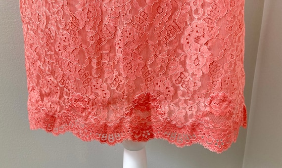 Vintage Fitted Lace Nightgown, Coral Orange Night… - image 9