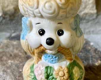 Vintage Poodle Bell, Ceramic Bisque Poodle, 1980 Jasco Nan, Vintage Dogs, Gifts for Dog Lovers, Vintage Bells, Poodles, Kitschy, Kitsch