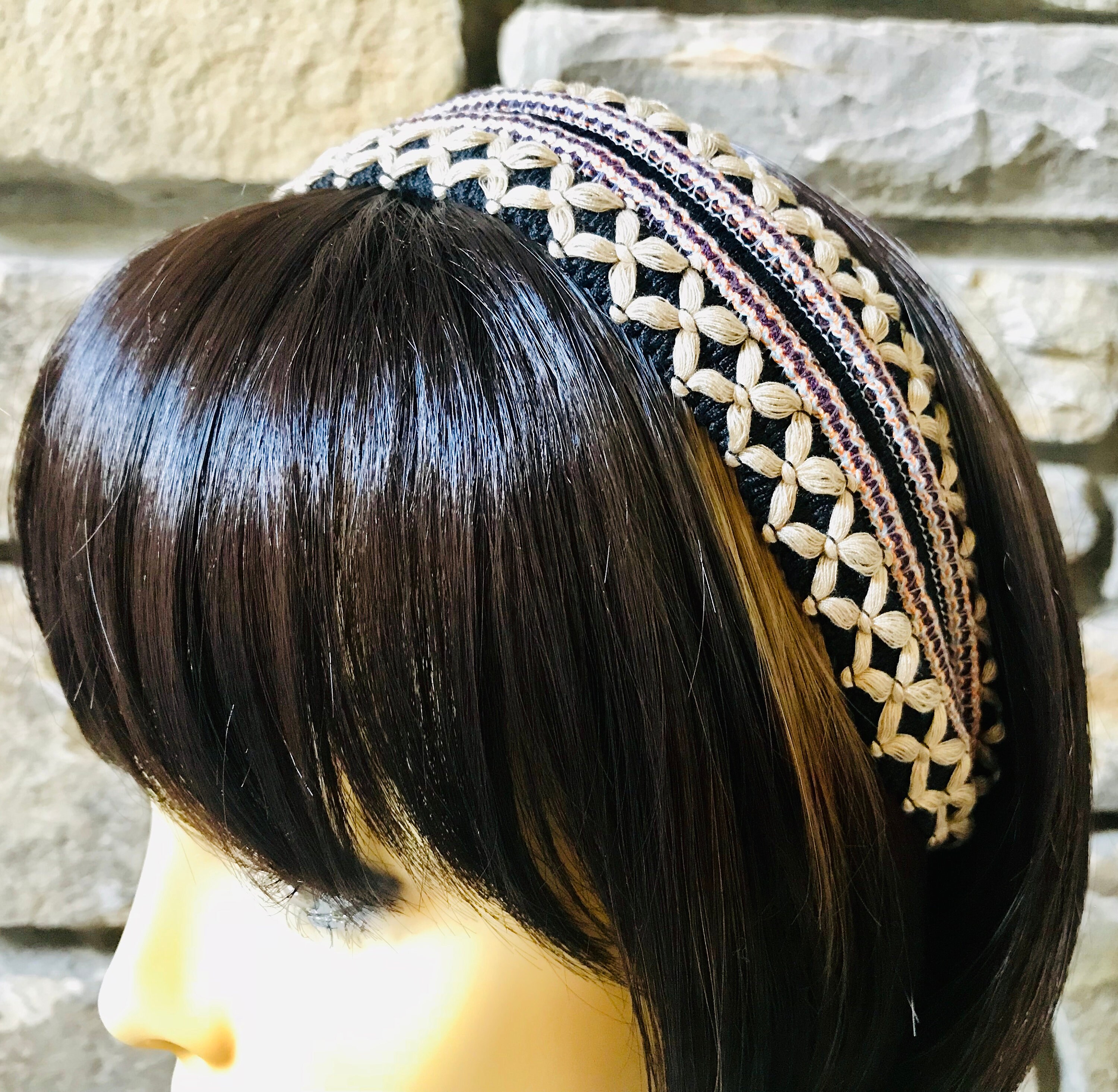 Black Wool Headbands Embroidered Headband Headbands for Etsy