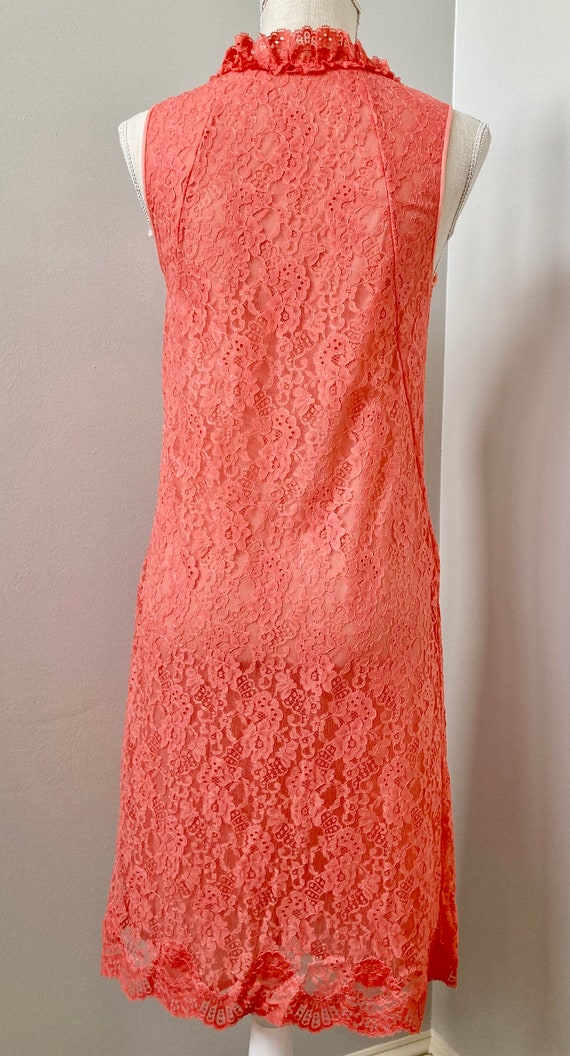 Vintage Fitted Lace Nightgown, Coral Orange Night… - image 6
