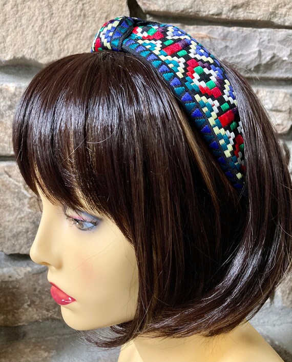 Blue and Red Headband Embroidered Textile Fabric Erin Style Headbands Hair Trends Chevron Headbands Fall Style Etsy Headbands Etsy