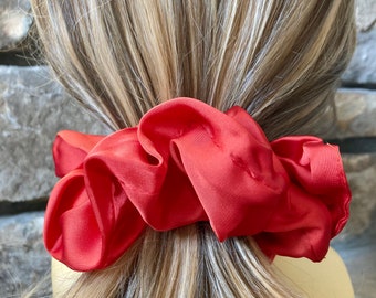Oversize Hair Scrunchie, Extra Large Scrunchies, Tomato Red Christmas Scrunchies, Gentle Hair Ties, Wrist Scrunchies, Trendy Hair Fashion