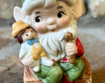 Vintage Homco Christmas Elf Gnome Pixie, 1970s Christmas Decorations, Kitschy Christmas, Vintage Gnomes, Nostalgic Christmas