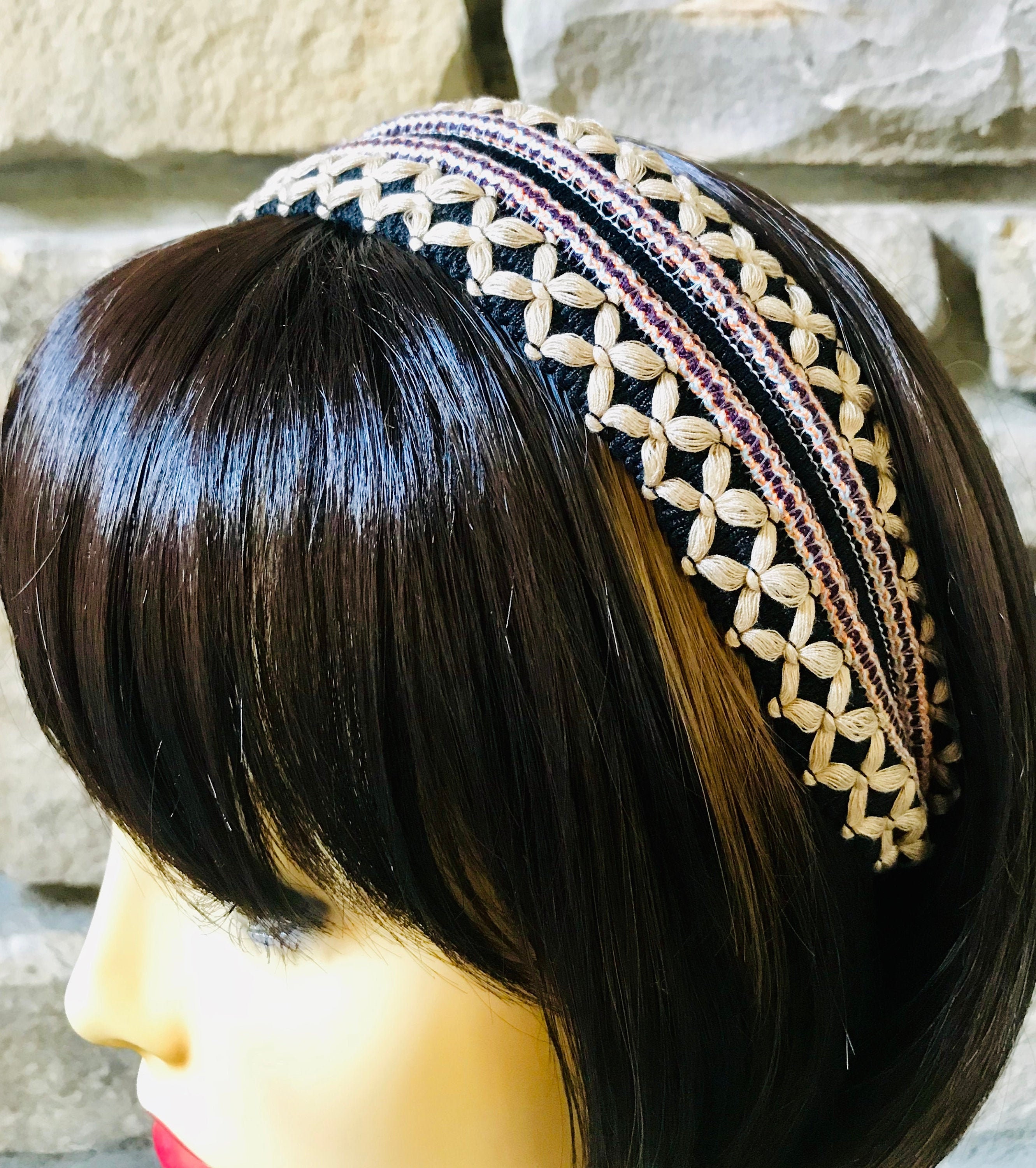 Black Wool Headbands Embroidered Headband Headbands for Etsy
