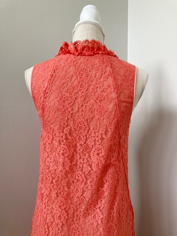 Vintage Fitted Lace Nightgown, Coral Orange Night… - image 7