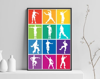 Fortnite Poster Etsy - video game fan art emote dance moves printable wall art poster p 1008