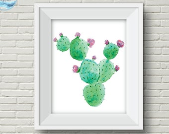 Succulent Wall Art, Printable Cactus, Succulent Print Art, Watercolor Cactus Art Print, Botanical Print, Cactus Wall Decor, Digital Download