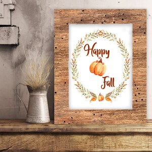 Fall Printable, Fall Decor, Fall Digital, Happy Fall Printable, Fall Quote Decor, Pumpkin Floral Printable, Pumpkin Floral Print, Instant